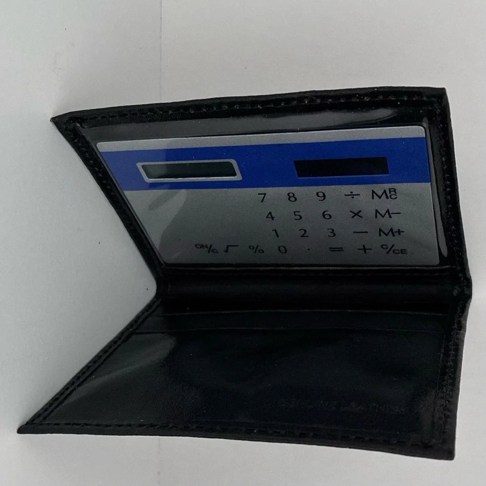 NWOT Mens Black Leather Bifold Card Case Wallet
